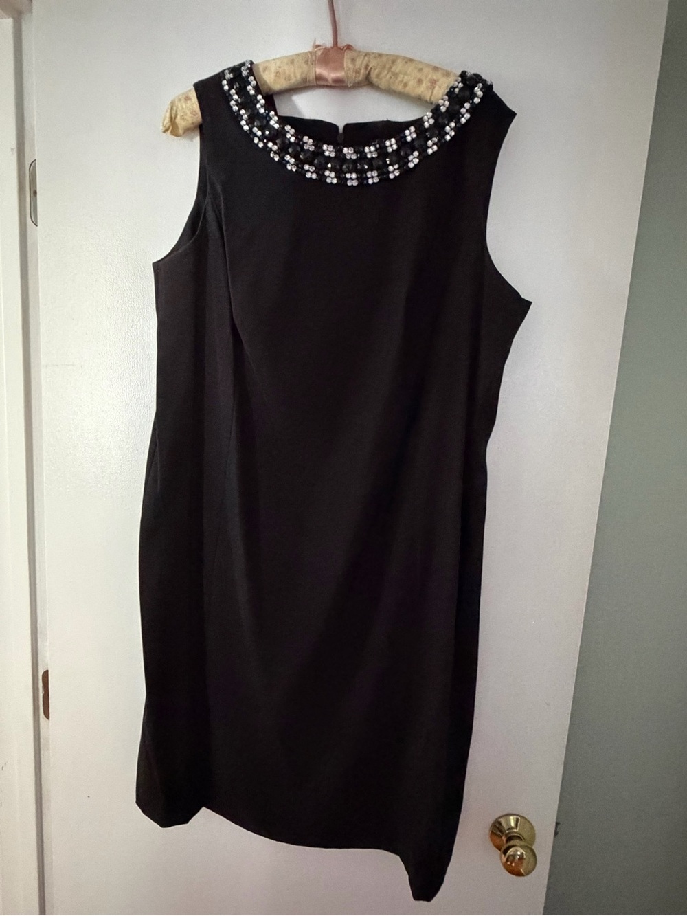 Dress Barn Black Sleeveless Beaded Neck Dress